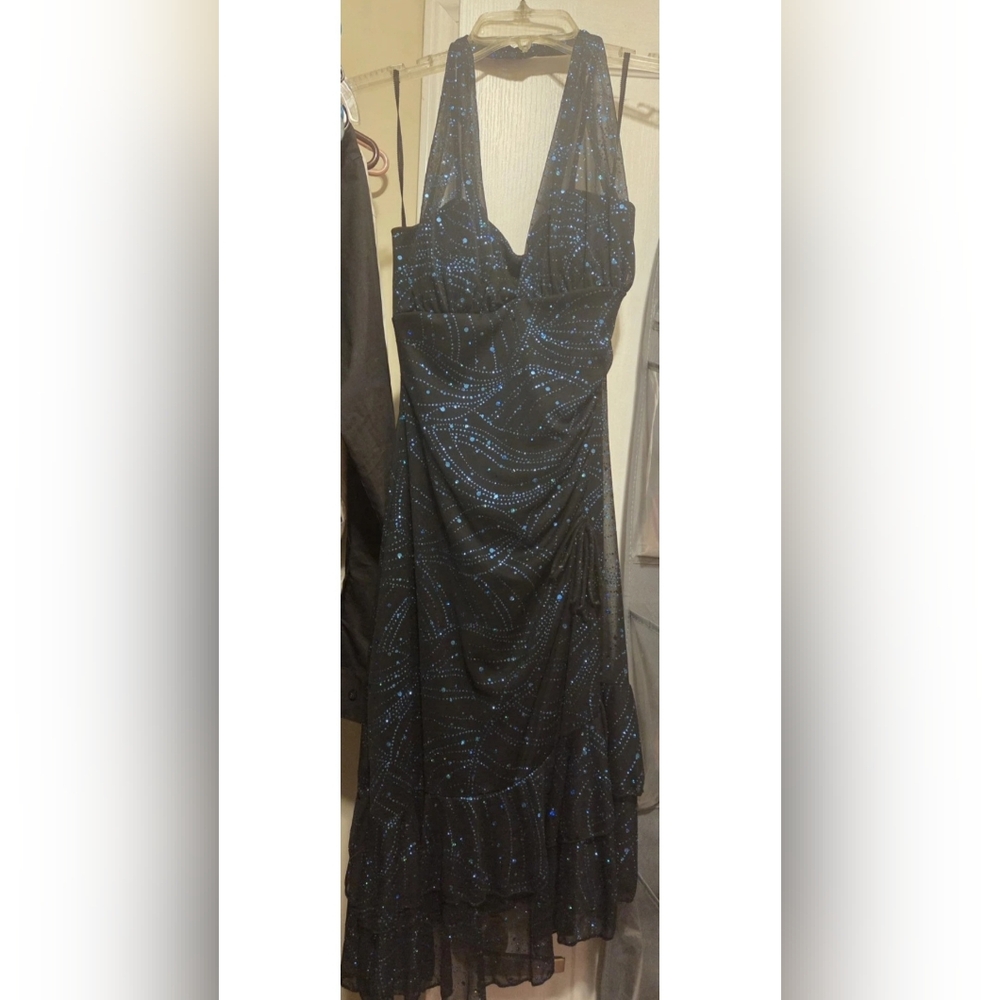 Taboo Black and Blue Backless Dress